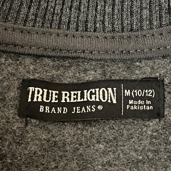 True Religion Boys Graphic Zip-Up Jacket M (10/12) Black & Gray Ribbed Trim NWT - Picture 8 of 11